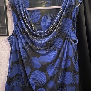 Style & Co. Blue and Black Cowl Neck Blouse
